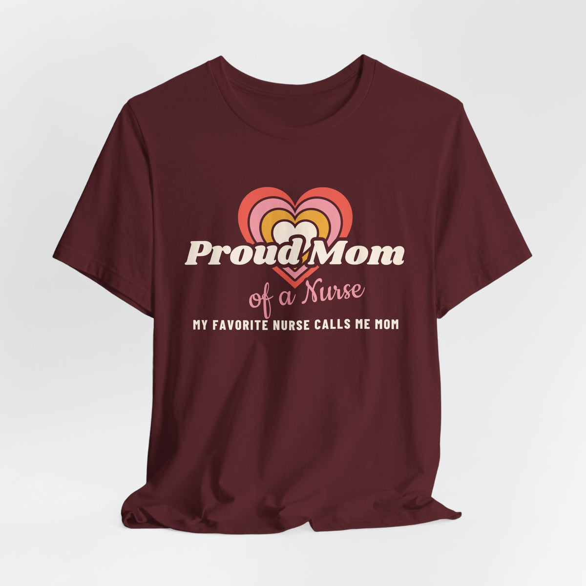 Proud Mom of a Nurse Retro Hearts Tee