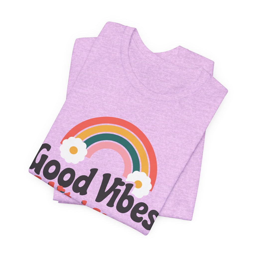 Good Vibes and Vital Signs Retro Rainbow Nurse Tee