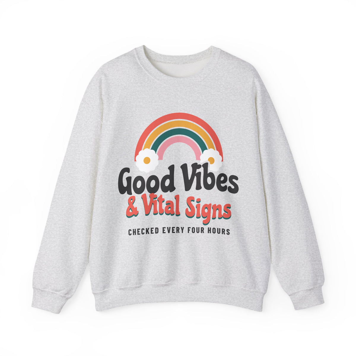 Good Vibes and Vital Signs Retro Nurse Crewneck Sweatshirt