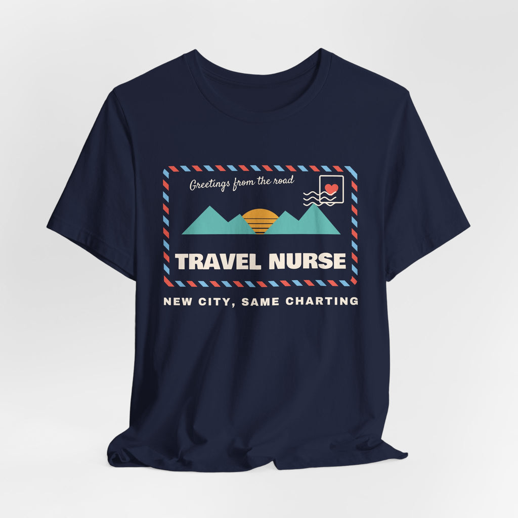 Travel Nurse Retro Postcard Tee