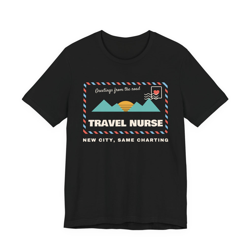 Travel Nurse Retro Postcard Tee