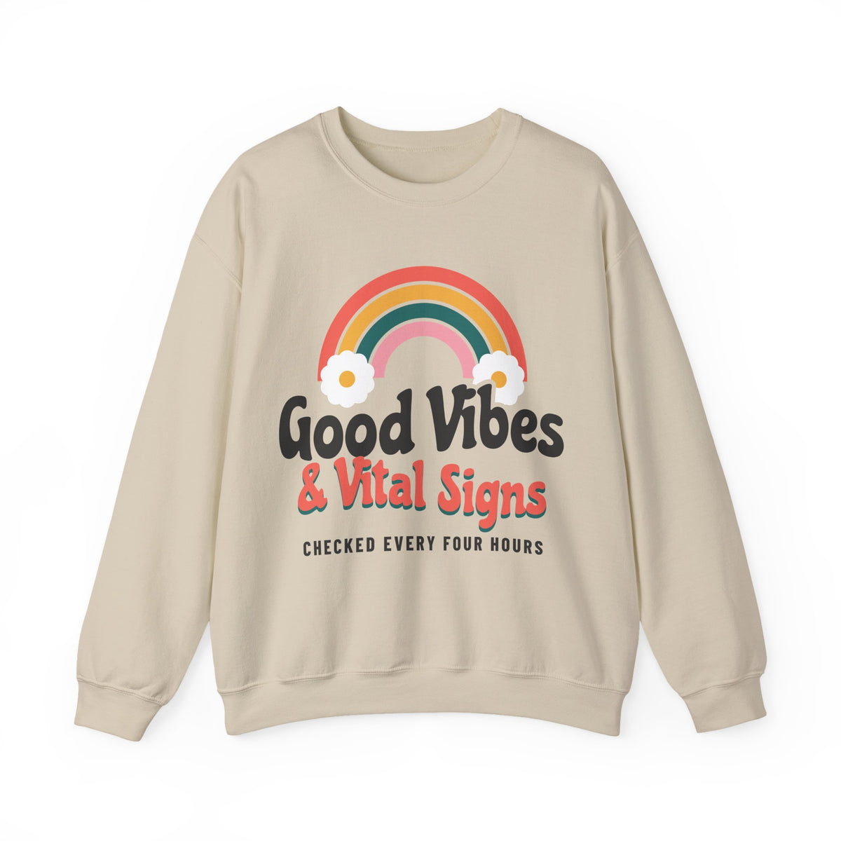 Good Vibes and Vital Signs Retro Nurse Crewneck Sweatshirt