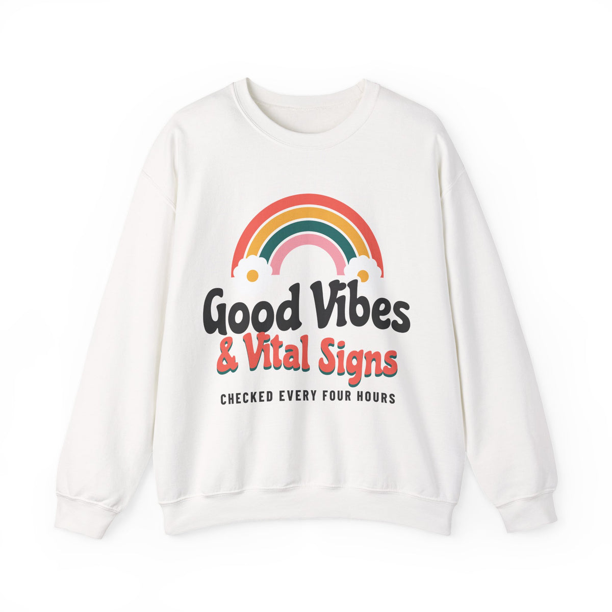 Good Vibes and Vital Signs Retro Nurse Crewneck Sweatshirt