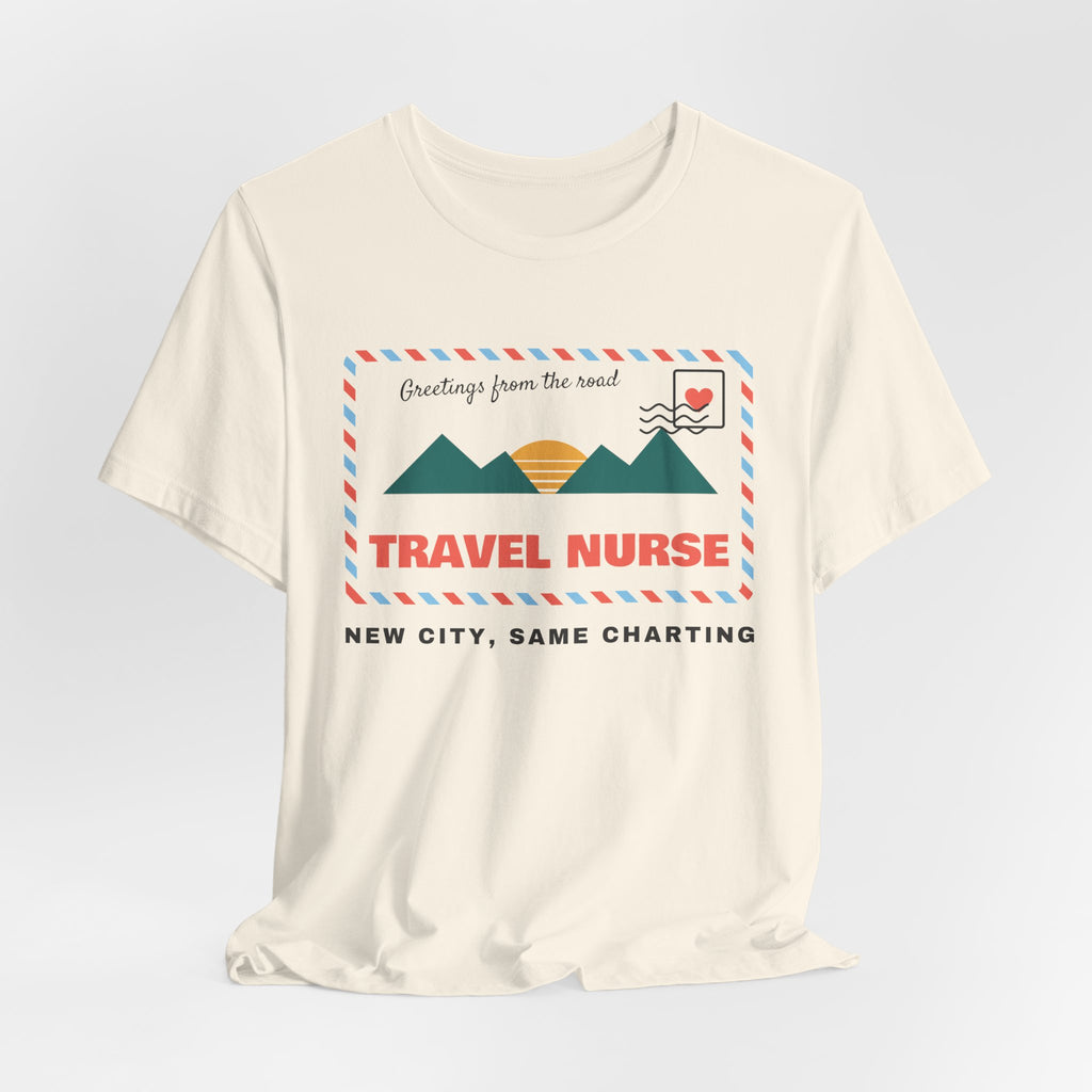 Travel Nurse Retro Postcard Tee