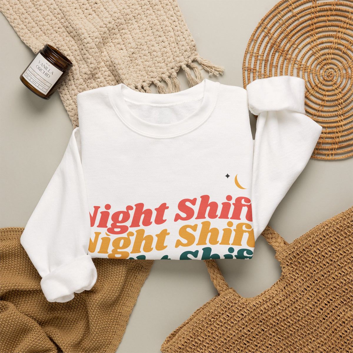 Night Shift Nurse Retro Crewneck Sweatshirt