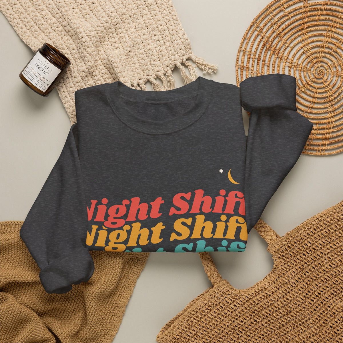 Night Shift Nurse Retro Crewneck Sweatshirt
