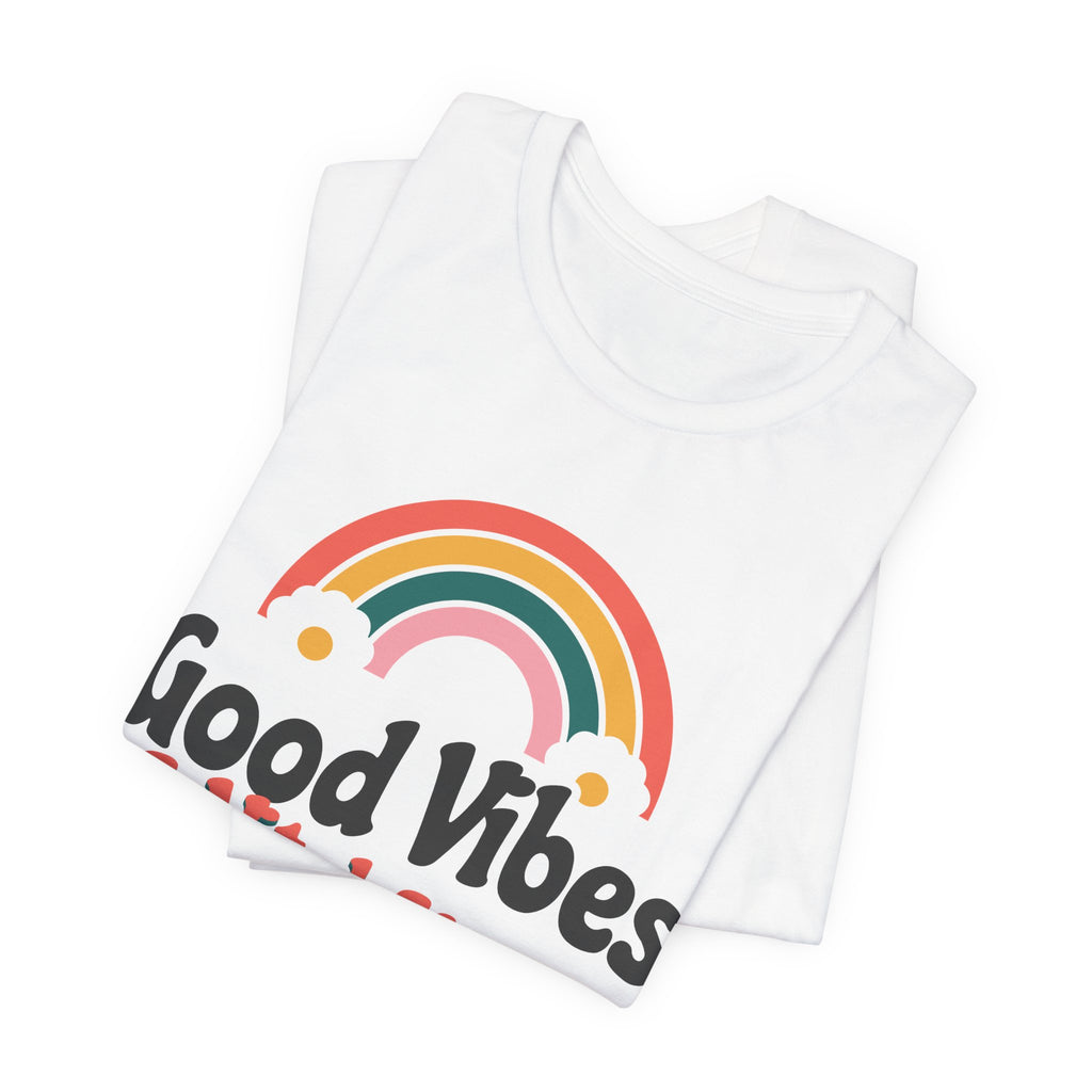 Good Vibes and Vital Signs Retro Rainbow Nurse Tee