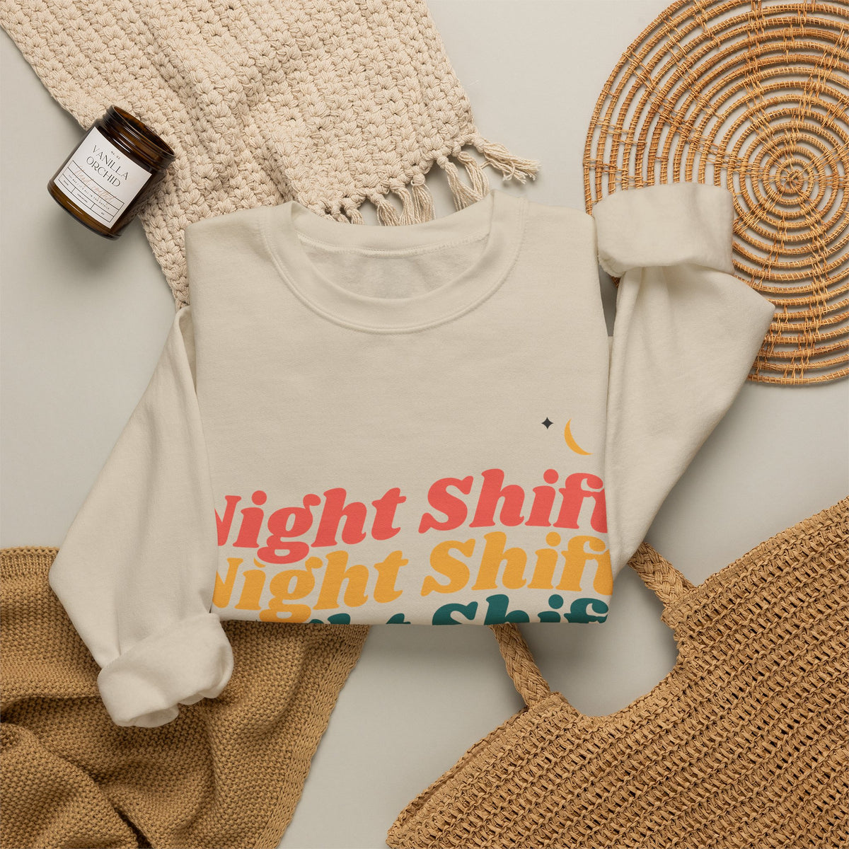 Night Shift Nurse Retro Crewneck Sweatshirt