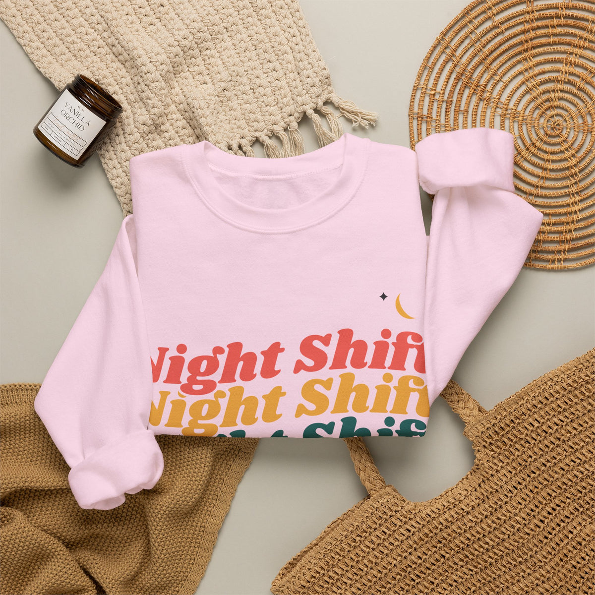 Night Shift Nurse Retro Crewneck Sweatshirt