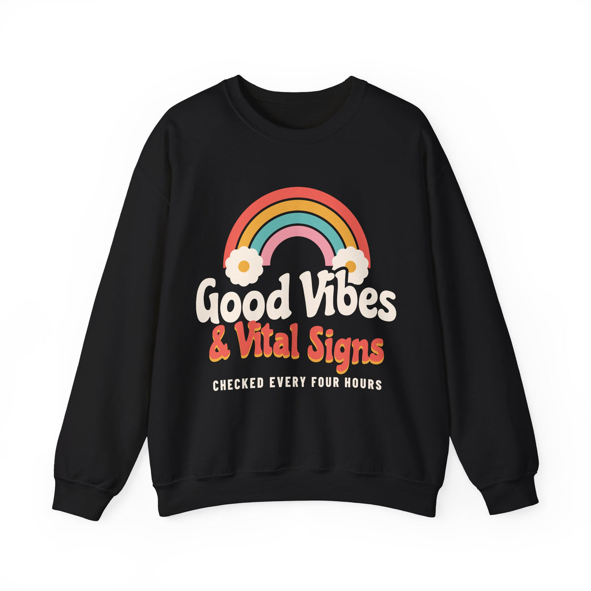 Good Vibes and Vital Signs Retro Nurse Crewneck Sweatshirt